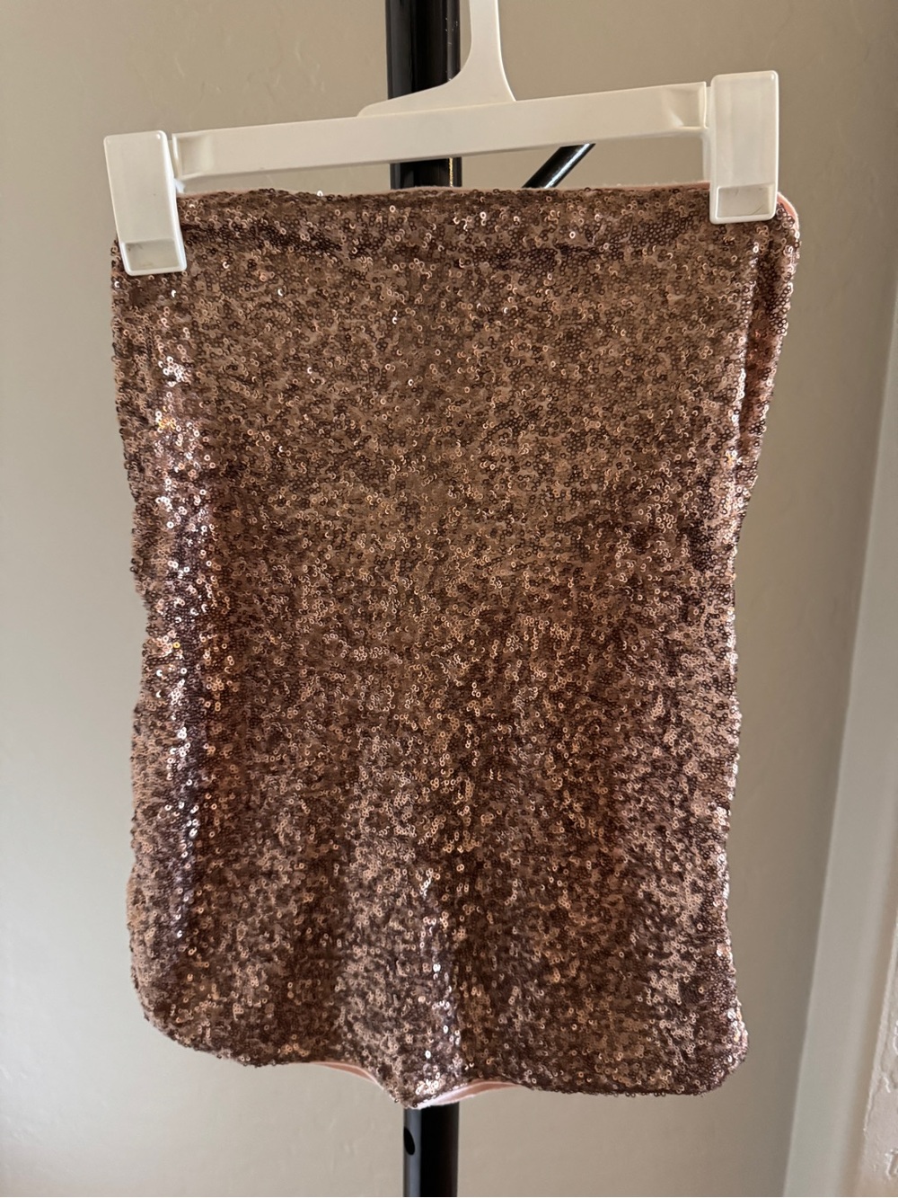 Express Rose Gold Sequin Tube Top